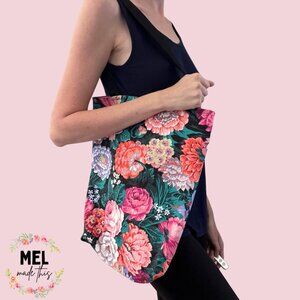 Floral Tote Bag - Purple Lining